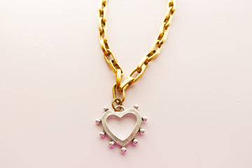 Ash Necklace Dotted Open Heart Silver