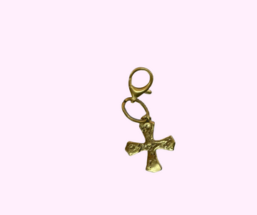 Small Western Cross Gold Bag Charm