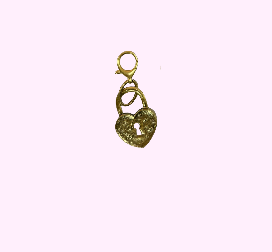 Heart Lock Gold Bag Charm